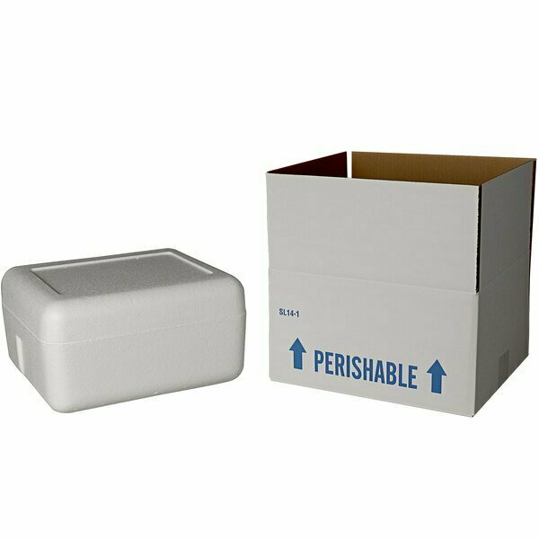 Plastilite Insulated Shipping Box with Foam Cooler 12 1/4'' x 10 7/8'' x 5'' - 1 1/2'' Thick 451SL14CPLT